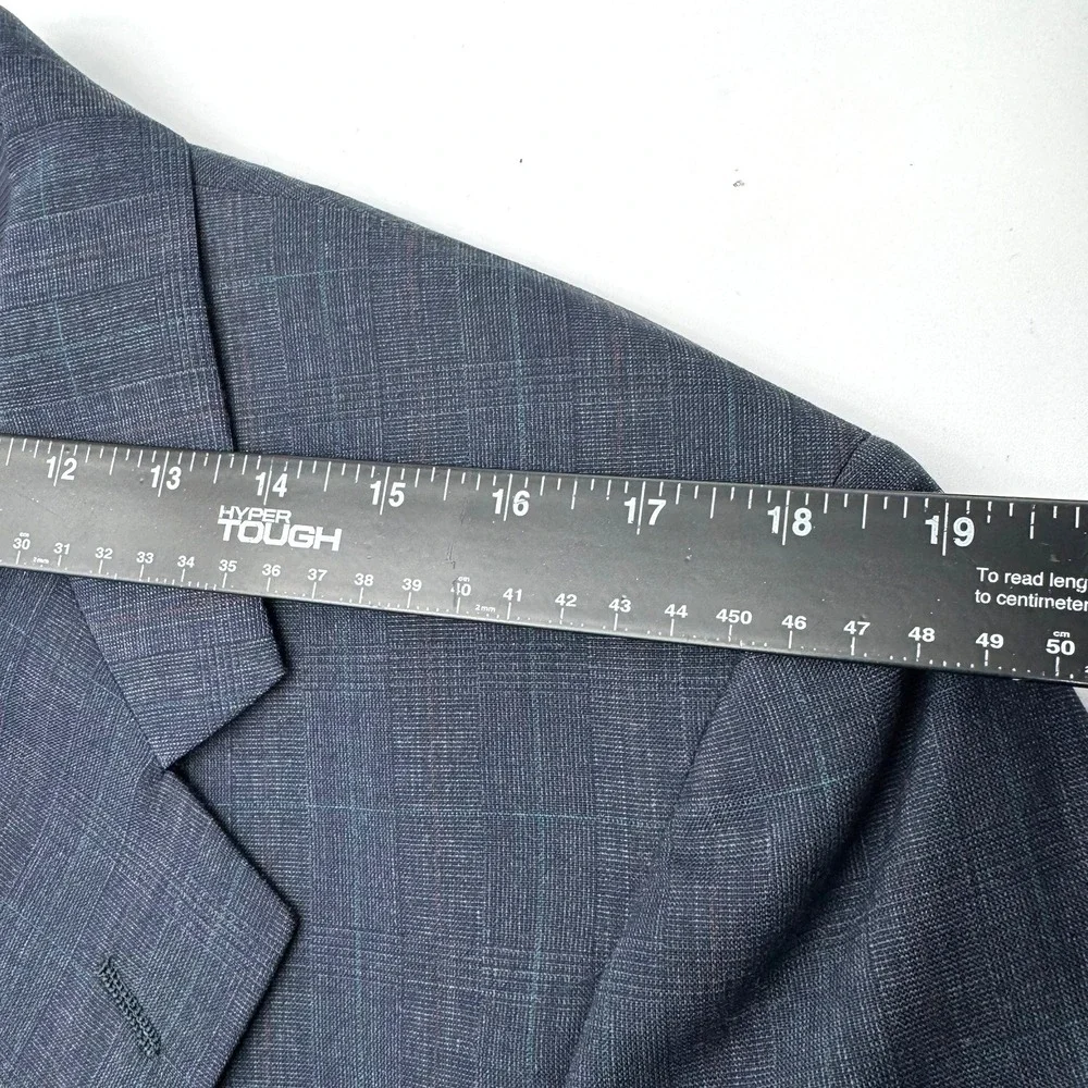HART SCHAFFNER & MARX Men's 44R W34 Blue Glen Plaid Wool Viracle Two Piece Suit